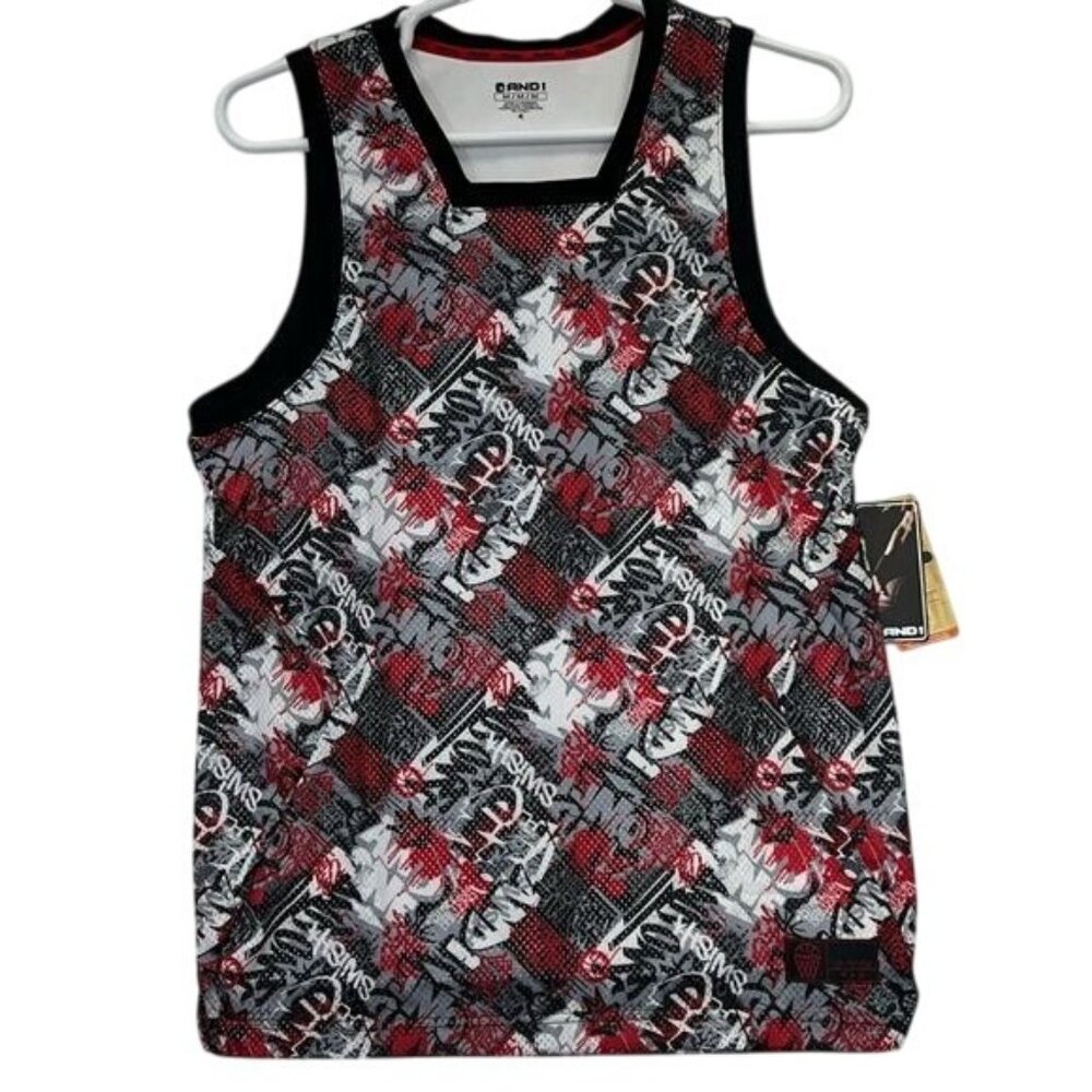 And1 Mens Basketball Tank Red Black Graphic Size M Breathable Comfortable NWT
